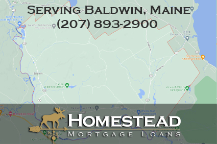 Map of Baldwin Maine service area for Homestead Mortgage Loans Inc.