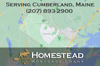 Map of Cumberland Maine service area for Homestead Mortgage Loans Inc.