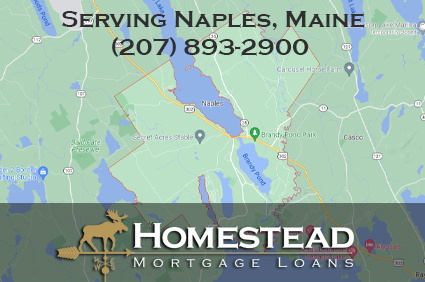 Map of Naples Maine service area for Homestead Mortgage Loans Inc.